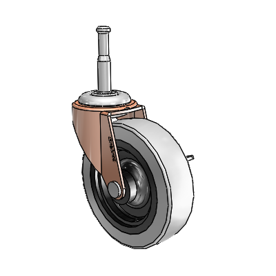 Regent Grip Neck Copper Oxide Swivel Caster with 3 x .8125 Grey Thermoplastic Urethane Wheel and Side Brake