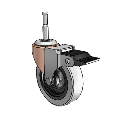 Regent Grip Neck Copper Oxide Swivel Caster with 3 x .8125 Grey Thermoplastic Urethane Wheel and Top Lock Brake