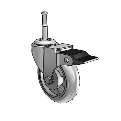 Regent Grip Neck Polished Nickel Swivel Caster with 3 x .8125 Grey MonoTech Wheel and Top Lock Brake