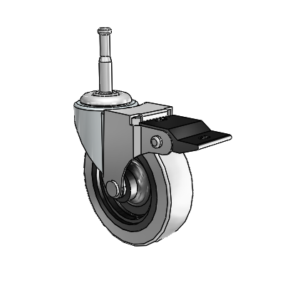 Regent Grip Neck Zinc Swivel Caster with 3 x .8125 Grey Thermoplastic Urethane Wheel and Top Lock Brake