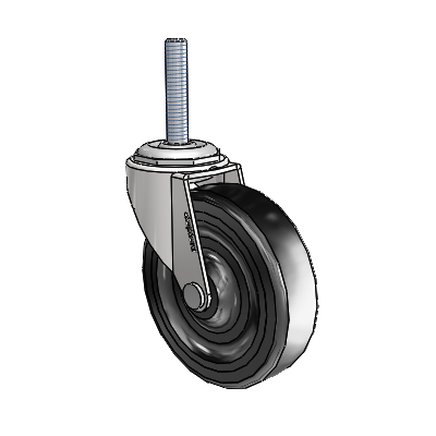 Regent Threaded Stem Bright Chrome Swivel Caster with 3 x .8125 Black Hard Rubber Wheel