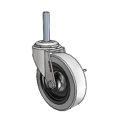 Regent Threaded Stem Bright Chrome Swivel Caster with 3 x .8125 Grey Thermoplastic Urethane Wheel and Side Brake