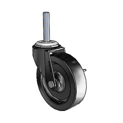 Regent Threaded Stem Black Oxide Swivel Caster with 3 x .8125 Polyolefin Wheel and Side Brake