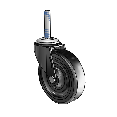 Regent Threaded Stem Black Oxide Swivel Caster with 3 x .8125 Soft Rubber Wheel