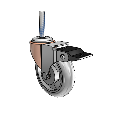 Regent Threaded Stem Copper Oxide Swivel Caster with 3 x .8125 Grey MonoTech Wheel and Top Lock Brake