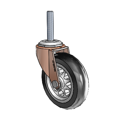 Regent Threaded Stem Copper Oxide Swivel Caster with 3 x .8125 Black No-Matic Rubber Wheel
