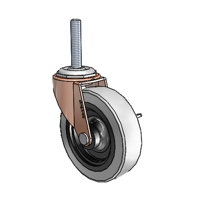 Regent Threaded Stem Copper Oxide Swivel Caster with 3 x .8125 Grey Thermoplastic Urethane Wheel and Side Brake