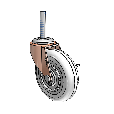 Regent Threaded Stem Copper Oxide Swivel Caster with 3 x .8125 Clear Vipor Wheel and Side Brake