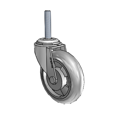 Regent Threaded Stem Polished Nickel Swivel Caster with 3 x .8125 Grey MonoTech Wheel