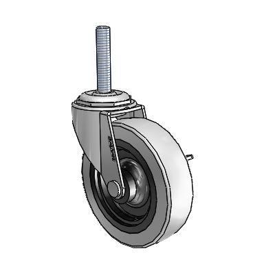 Regent Threaded Stem Polished Nickel Swivel Caster with 3 x .8125 Grey Thermoplastic Urethane Wheel and Side Brake