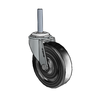 Regent Threaded Stem Zinc Swivel Caster with 3 x .8125 Black Hard Rubber Wheel