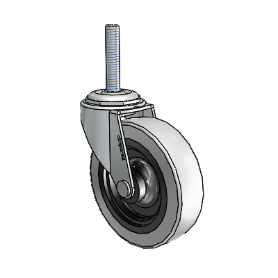 Regent Threaded Stem Zinc Swivel Caster with 3 x .8125 Grey Thermoplastic Urethane Wheel