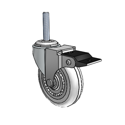 Regent Threaded Stem Zinc Swivel Caster with 3 x .8125 Clear Vipor Wheel and Top Lock Brake