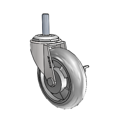 Regent Threaded Stem Bright Chrome Swivel Caster with 3 x .8125 Grey MonoTech Wheel and Side Brake
