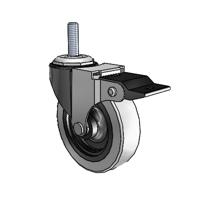 Regent Threaded Stem Black Oxide Swivel Caster with 3 x .8125 Grey Thermoplastic Urethane Wheel and Top Lock Brake