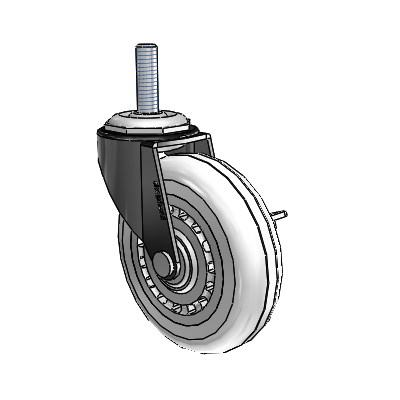 Regent Threaded Stem Black Oxide Swivel Caster with 3 x .8125 Clear Vipor Wheel and Side Brake
