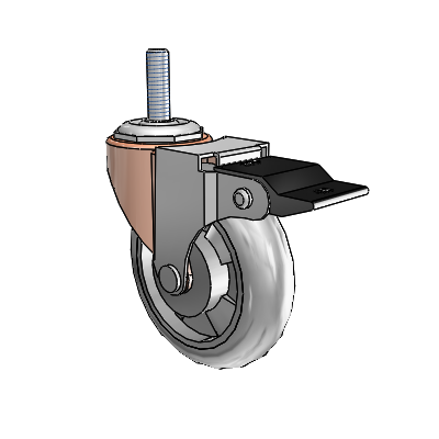 Regent Threaded Stem Copper Oxide Swivel Caster with 3 x .8125 Grey MonoTech Wheel and Top Lock Brake