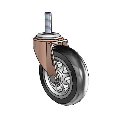 Regent Threaded Stem Copper Oxide Swivel Caster with 3 x .8125 Black No-Matic Rubber Wheel