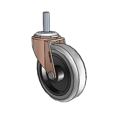 Regent Threaded Stem Copper Oxide Swivel Caster with 3 x .8125 Grey Thermoplastic Rubber Wheel