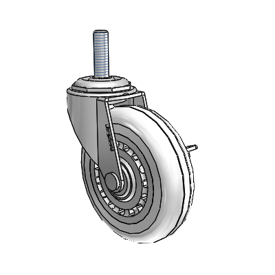 Regent Threaded Stem Polished Nickel Swivel Caster with 3 x .8125 Clear Vipor Wheel and Side Brake