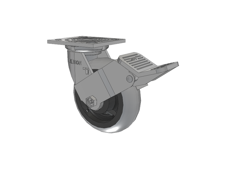 16 Series Top Plate Swivel Caster with 6 x 2 Grey Tread on Grey Core XP - X-treme Plus Solid Polyurethane Wheel and Face Brake