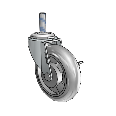 Regent Threaded Stem Zinc Swivel Caster with 3 x .8125 Grey MonoTech Wheel and Side Brake