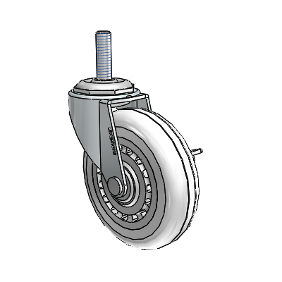 Regent Threaded Stem Zinc Swivel Caster with 3 x .8125 Clear Vipor Wheel and Side Brake