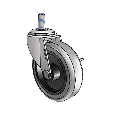 Regent Threaded Stem Bright Chrome Swivel Caster with 3 x .8125 Grey Thermoplastic Rubber Wheel and Side Brake