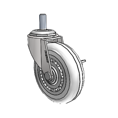 Regent Threaded Stem Bright Chrome Swivel Caster with 3 x .8125 Clear Vipor Wheel and Side Brake