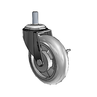 Regent Threaded Stem Black Oxide Swivel Caster with 3 x .8125 Grey MonoTech Wheel and Side Brake
