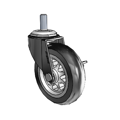 Regent Threaded Stem Black Oxide Swivel Caster with 3 x .8125 No-Matic Rubber Wheel and Side Brake