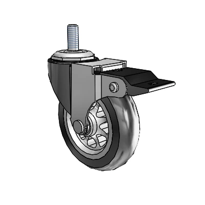Regent Threaded Stem Black Oxide Swivel Caster with 3 x .8125 No-Matic Rubber Wheel and Top Lock Brake