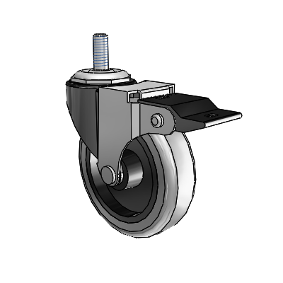 Regent Threaded Stem Black Oxide Swivel Caster with 3 x .8125 Grey Thermoplastic Rubber Wheel and Top Lock Brake