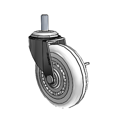 Regent Threaded Stem Black Oxide Swivel Caster with 3 x .8125 Clear Vipor Wheel and Side Brake