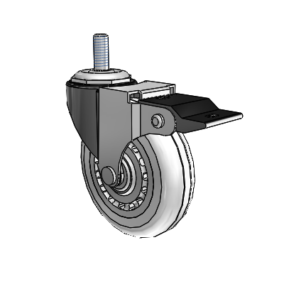 Regent Threaded Stem Black Oxide Swivel Caster with 3 x .8125 Clear Vipor Wheel and Top Lock Brake