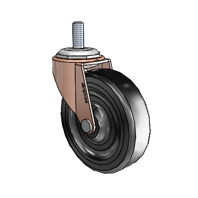 Regent Threaded Stem Copper Oxide Swivel Caster with 3 x .8125 Black Hard Rubber Wheel
