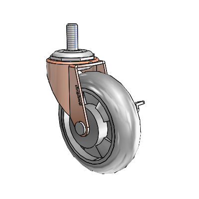 Regent Threaded Stem Copper Oxide Swivel Caster with 3 x .8125 Grey MonoTech Wheel and Side Brake