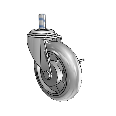 Regent Threaded Stem Polished Nickel Swivel Caster with 3 x .8125 Grey MonoTech Wheel and Side Brake