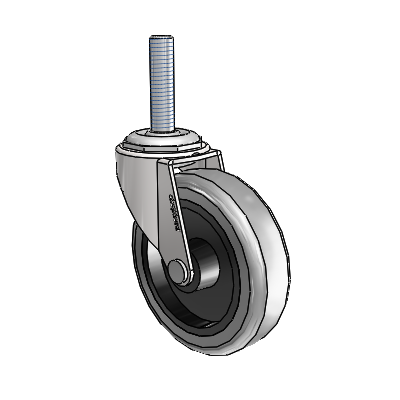 Regent Threaded Stem Bright Chrome Swivel Caster with 3 x .8125 Grey Thermoplastic Rubber Wheel