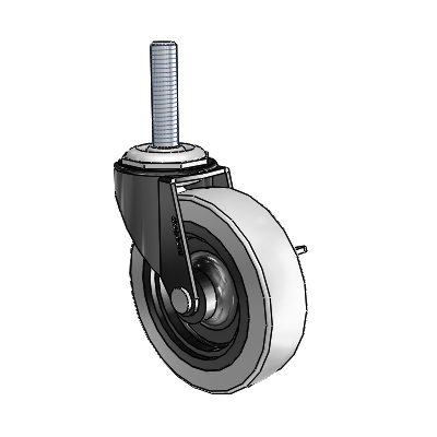 Regent Threaded Stem Black Oxide Swivel Caster with 3 x .8125 Grey Thermoplastic Urethane Wheel and Side Brake
