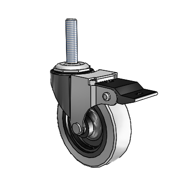 Regent Threaded Stem Black Oxide Swivel Caster with 3 x .8125 Grey Thermoplastic Urethane Wheel and Top Lock Brake