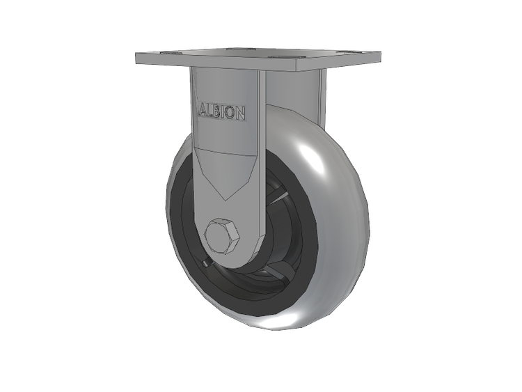 16 Series Top Plate Rigid Caster with 6 x 2 Grey Tread on Grey Core XP - X-treme Plus Solid Polyurethane Wheel