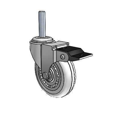 Regent Threaded Stem Polished Nickel Swivel Caster with 3 x .8125 Clear Vipor Wheel and Top Lock Brake
