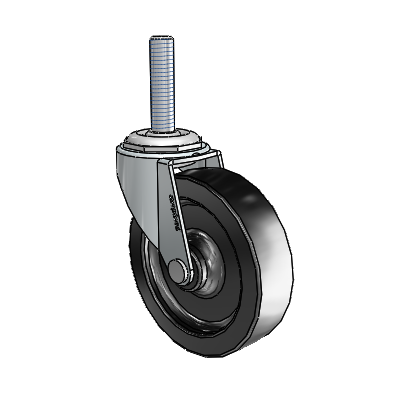 Regent Threaded Stem Zinc Swivel Caster with 3 x .8125 Black Polyolefin Wheel