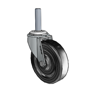 Regent Threaded Stem Zinc Swivel Caster with 3 x .8125 Black Soft Rubber Wheel