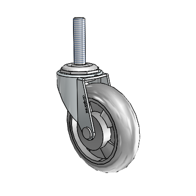 Regent Threaded Stem Zinc Swivel Caster with 3 x .8125 Grey MonoTech Wheel