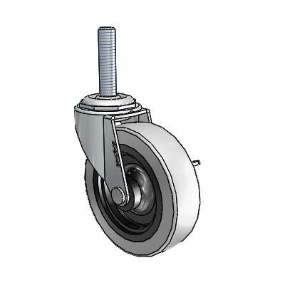 Roulette pivotante Regent à tige filetée en zinc, équipée de 3 roues en uréthane thermoplastique gris de 0,8125 et d'un frein latéral
