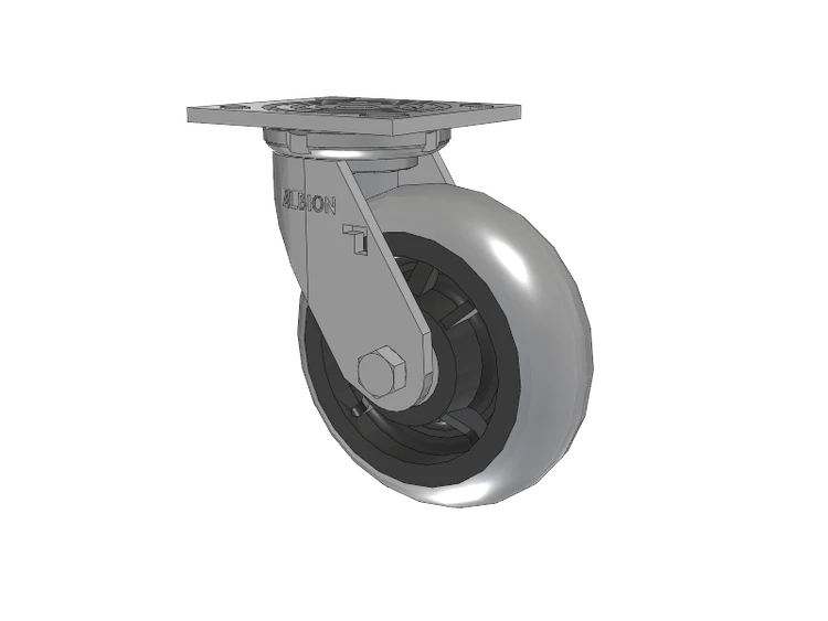 16 Series Top Plate Swivel Caster with 6 x 2 Grey Tread on Grey Core XP - X-treme Plus Solid Polyurethane Wheel