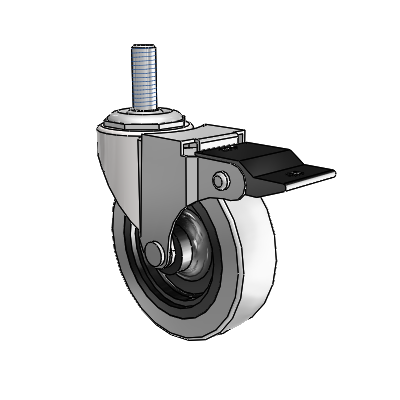 Regent Threaded Stem Bright Chrome Swivel Caster with 3 x .8125 Grey Thermoplastic Urethane Wheel and Top Lock Brake