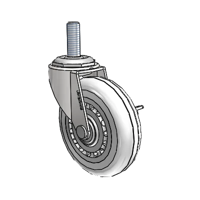 Regent Threaded Stem Bright Chrome Swivel Caster with 3 x .8125 Clear Vipor Wheel and Side Brake